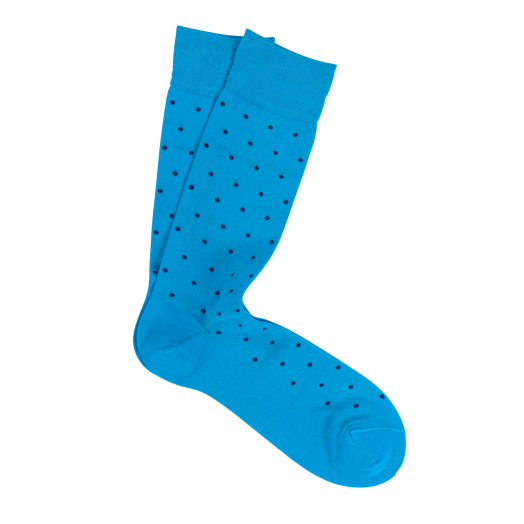 Cotton mid-calf Marcoliani Socks - St. Tropez Dots - Bermuda Blue with Navy (88416)