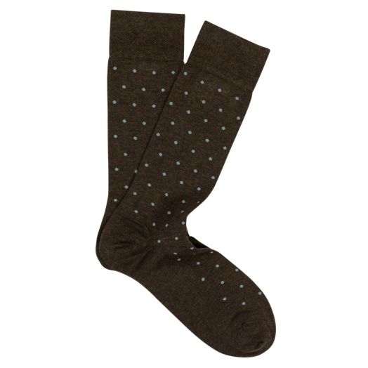 Cotton mid-calf Marcoliani Socks - St. Tropez Dots - Coffee (90975)
