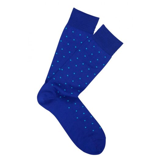 Cotton mid-calf Marcoliani Socks - St. Tropez Dots - Electric Blue with Aqua (77197)