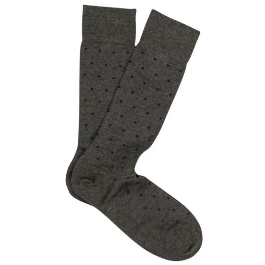 Cotton mid-calf Marcoliani Socks - St. Tropez Dots - Flannel with Navy (90982)