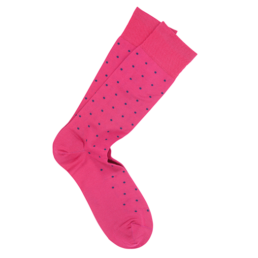 Cotton mid-calf Marcoliani Socks - St. Tropez Dots - Fuchsia with Royal (58711)