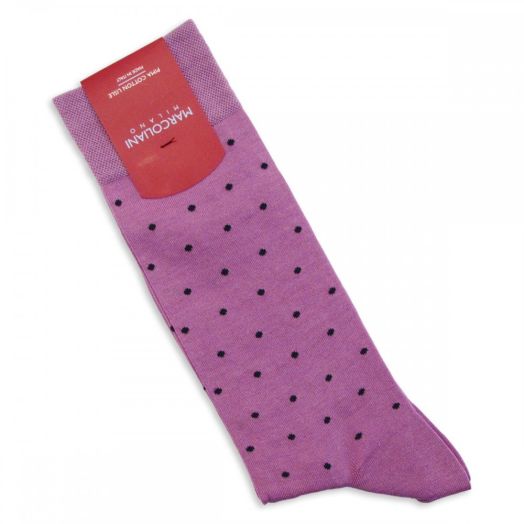 Cotton mid-calf Marcoliani Socks - St. Tropez Dots - Petunia with Grey (54557)