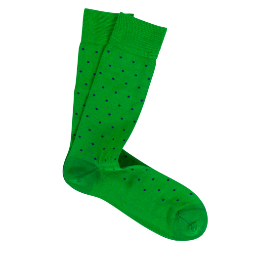 Cotton Mid-calf Marcoliani Socks - St. Tropez - Kelly with Navy Dots (93249)