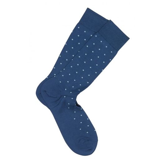 Cotton mid-calf Marcoliani Socks - St. Tropez - Ocean Blue with Sky Dots (88414)