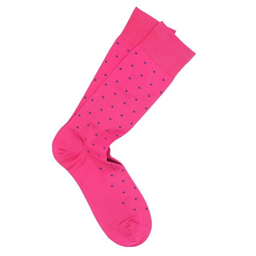 Cotton mid-calf Marcoliani Socks - St. Tropez - Strawberry with Navy Dots (88415)