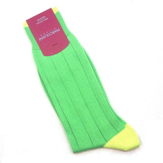 Cotton mid-calf Marcoliani Socks - Vela 2-tone - Apple & Yellow (37247)