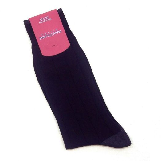 Cotton mid-calf Marcoliani Socks - Vela 2-tone - Black & Charcoal (40186)