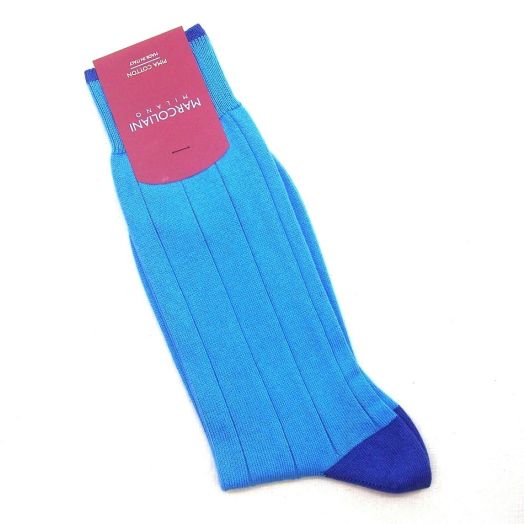 Cotton mid-calf Marcoliani Socks - Vela 2-tone - Turquiose & Blue (54513)