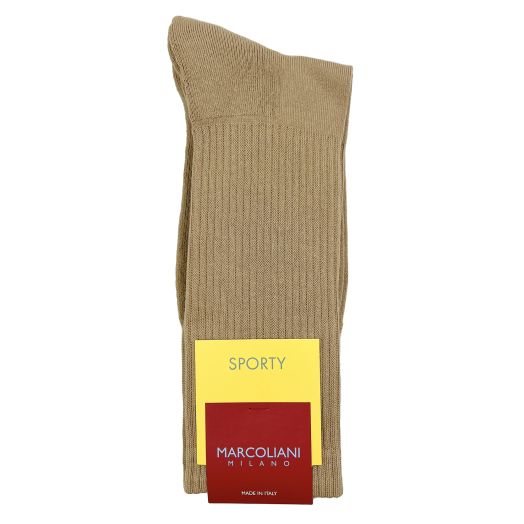Cotton Mid-Calf Marcoliani Terry Crew Socks - Khaki (102157)