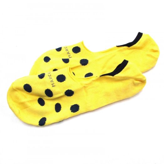 Cotton 'No Show' Marcoliani Loafer Sock - Balloons - Lemon with Navy (80471)