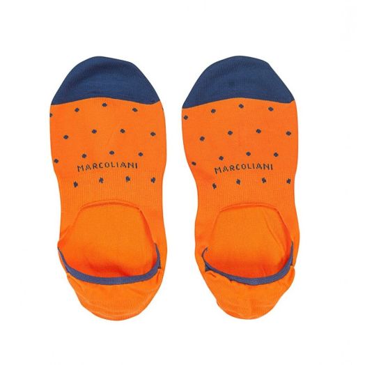 Cotton 'No Show' Marcoliani Loafer Sock - Carrot with Blue Dots (88473)