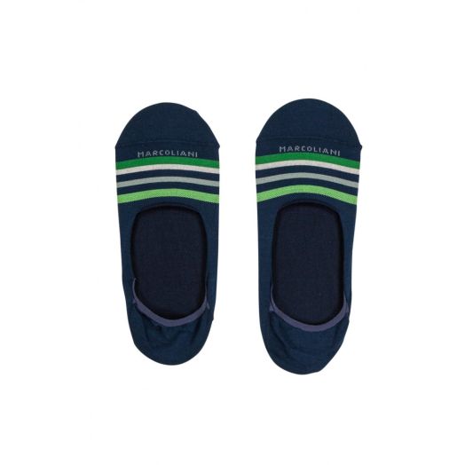 Cotton 'No Show' Marcoliani Loafer Sock - Denim Green Multi Stripe (93274)
