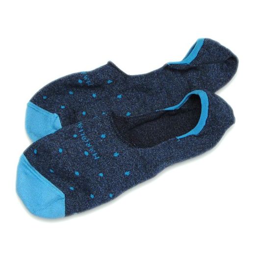 Cotton 'No Show' Marcoliani Loafer Sock - Nautic Marl & Aqua Dots