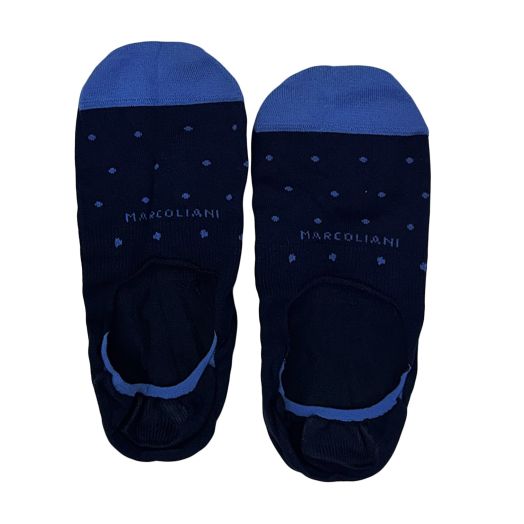 Cotton 'No Show' Marcoliani Loafer Sock - Navy with Blue Dots (108382)