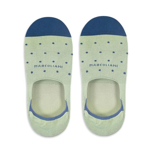 Cotton 'No Show' Marcoliani Loafer Sock - Sage with Blue Dots (115100)