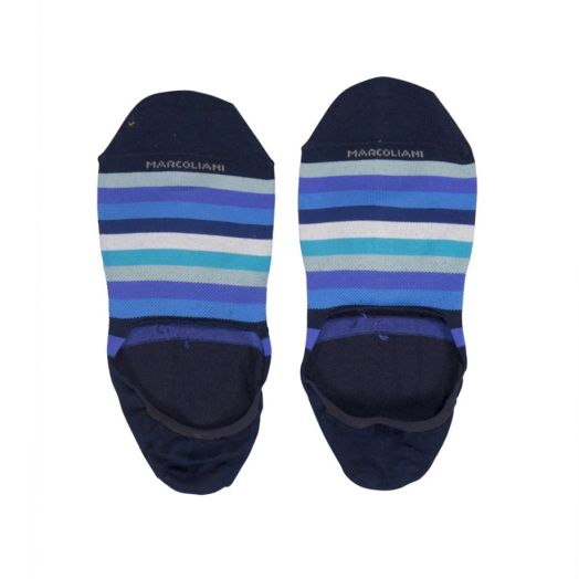 Cotton 'No Show' Marcoliani Loafer Sock - Stripe - Blue Mix (85295)