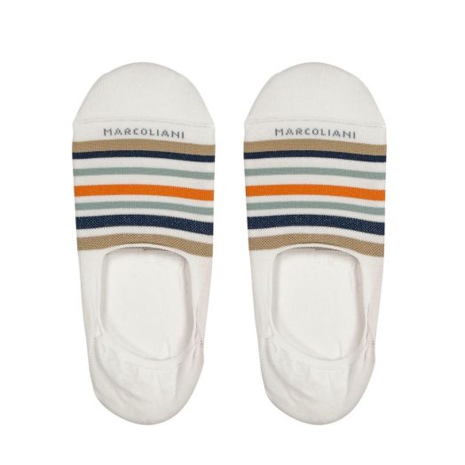 Cotton 'No Show' Marcoliani Loafer Sock - White Multi Stripe (93273)