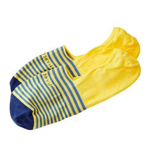 Cotton 'No Show' Marcoliani Loafer Sock - Yellow & Blue Stripe (77422)