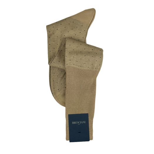 Cotton Over-the-calf Bresciani Fine Gauge Pin Dot Socks - Beige (114203)