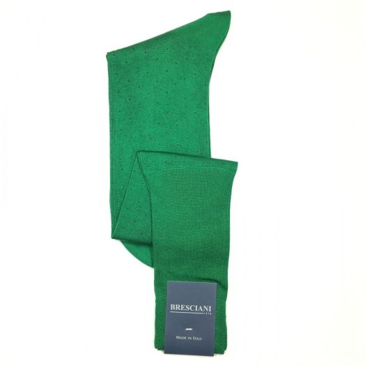 Cotton over-the-calf Bresciani Fine Gauge Pin Dot Socks - Kelly (93543)