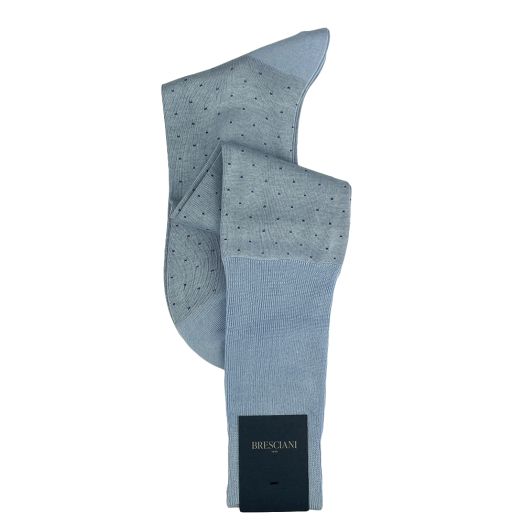 Cotton Over-the-calf Bresciani Fine Gauge Pin Dot Socks - Sky Blue (114206)
