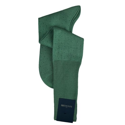 Cotton Over-the-calf Bresciani Fine Gauge Pin Dot Socks - Sage (114205)