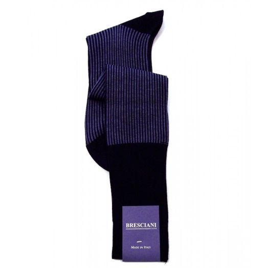 Cotton over-the-calf Bresciani Racer Stripe Socks - Navy (70150)