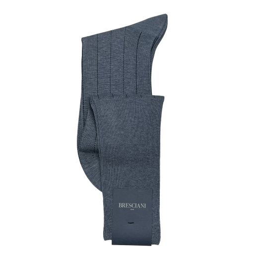 Cotton Over-the-calf Bresciani Vertical Stripe Socks - Airforce Blue (104519)