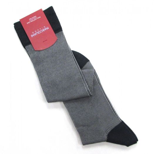 Cotton over-the-calf Marcoliani Savile Row Jaquard Socks - Asphalt (80495)