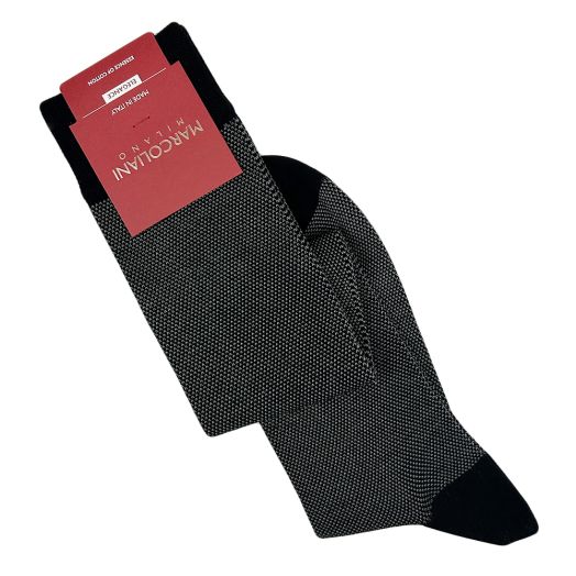 Cotton Over-the-calf Marcoliani Socks - Birdseye - Black (67005)