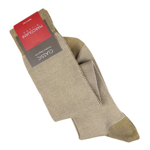 Cotton Over-the-calf Marcoliani Socks - Birdseye - Khaki (67006)