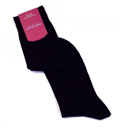 Cotton Over-the-calf Marcoliani Socks - Fancy Pin - Black (67002)