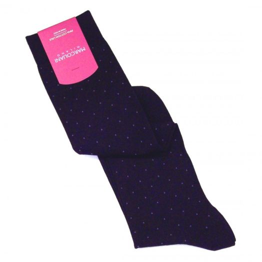 Cotton Over-the-calf Marcoliani Socks - Fancy Pin - Navy (67003)