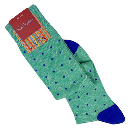 Cotton Over-the-Calf Marcoliani Socks - Fluo Dots - Aqua Green(102168)