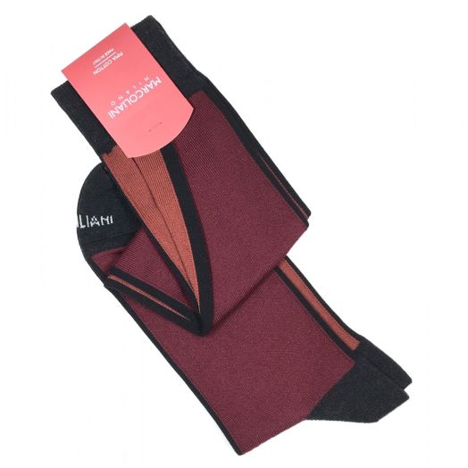 Cotton over-the-calf Marcoliani Socks - Inside & Out - Bordeaux & Cinnamon (90963)