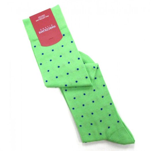 Cotton over-the-calf Marcoliani Socks - St. Tropez Dots - Apple with Royal