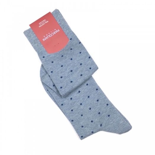Cotton Over-the-calf Marcoliani Socks - St. Tropez Dots - Light Denim
