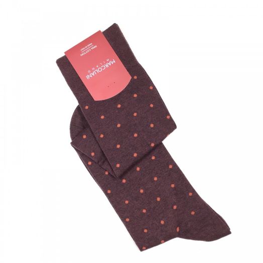 Cotton Over-the-calf Marcoliani Socks - St. Tropez Dots - Plum Red