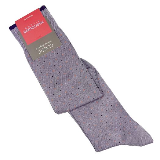 Cotton Over-the-Calf Marcoliani Socks - Varese Pin Dot -  Mauve (102176)
