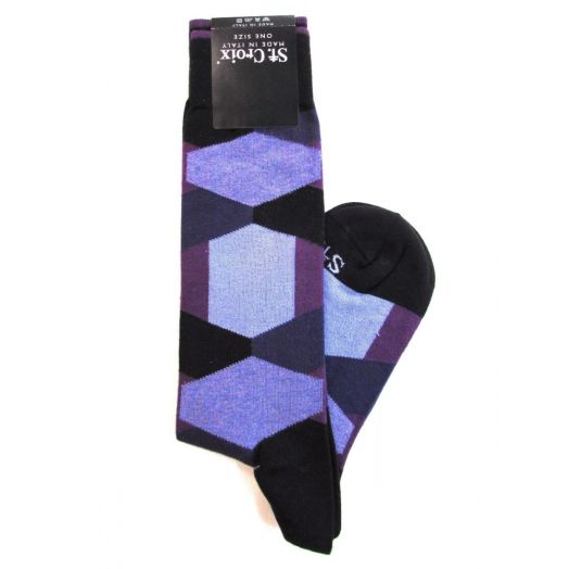 Cotton St. Croix Midcalf Socks - Geometric (0441 Amethyst)
