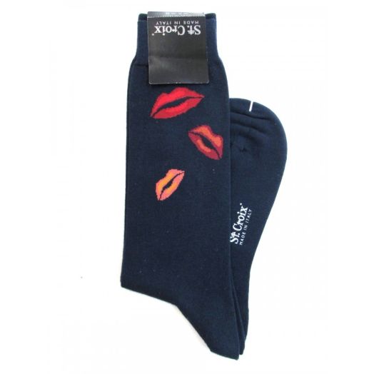 Cotton St. Croix Midcalf Socks - Hot Lips (0292 Navy)
