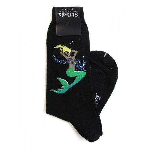 Cotton St. Croix Midcalf Socks - Mermaid (0365 Black)