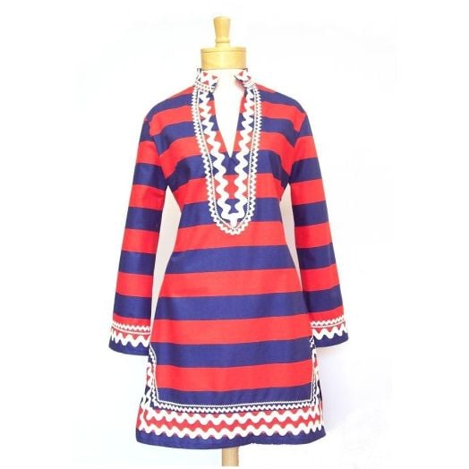 O'Connell's Women's Striped Cotton Tunic - Red Reef