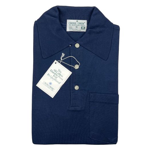 Cross Creek Pima Cotton Lisle Polo Shirt with Pocket - Navy