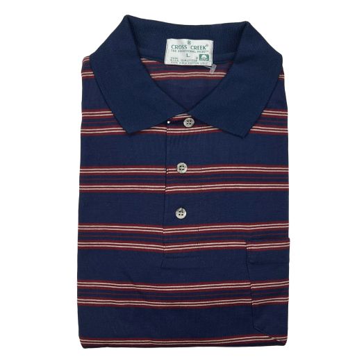 Cross Creek Pima Cotton Lisle Polo Shirt with Pocket - Nvy5