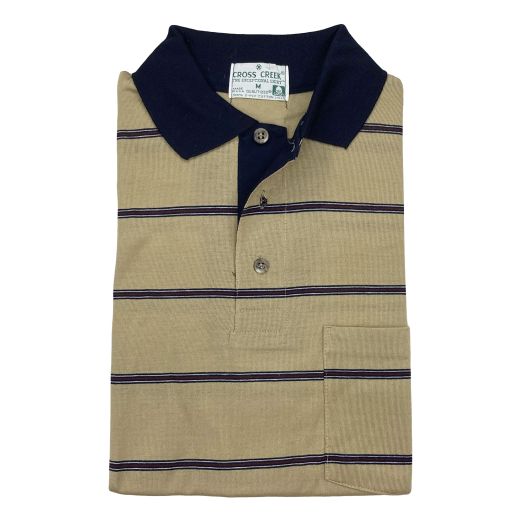 Cross Creek Pima Cotton Lisle Polo Shirt with Pocket - Tan A