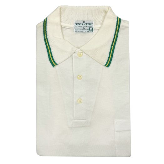 Cross Creek Pima Cotton Lisle Polo Shirt with Pocket - WHT