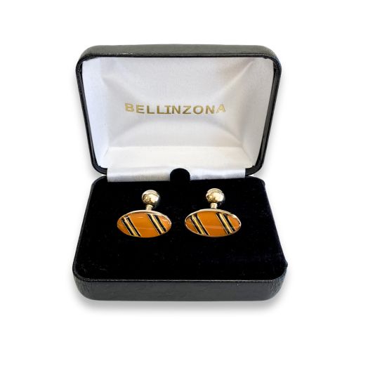 Cufflinks Regimental Stripe - Orange with Navy & White (28918)