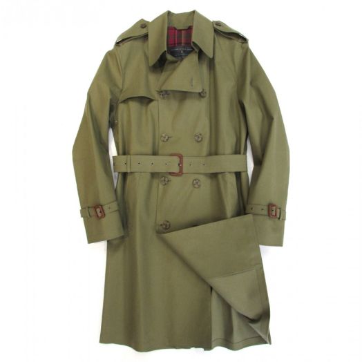 Mackintosh of Ireland Double Textured Cotton Trenchcoat - Olive