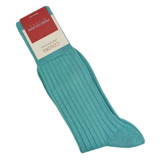 'Essence of Cotton' mid-calf Marcoliani Dress Socks - Amalfi Blue (115085)